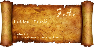Fetter Arián névjegykártya